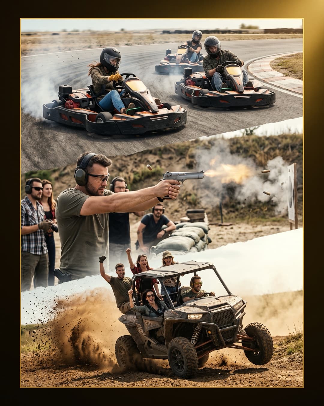 A group racing karts on a track